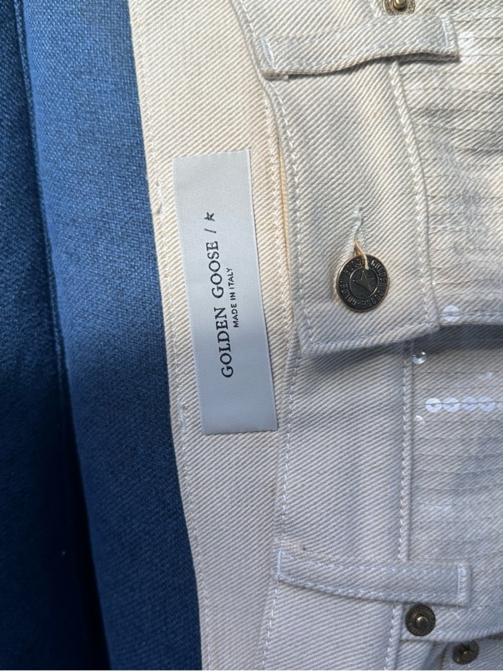 Golden Goose Cream Denim Jacket with Gold-Tone Buttons - Picture 2 of 8